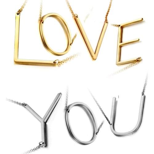 A-Z Alphabet Stainless Steel Elegant 26 Letter Stainless Steel Women Necklace Pendant Letter Collar Initials Necklace Jewelry BF