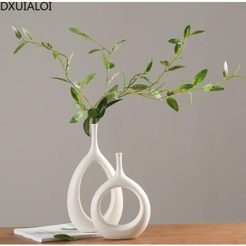 Nordic creative white ceramic vase creative home decoration living room countertop dried flowers fresh flowers ornaments