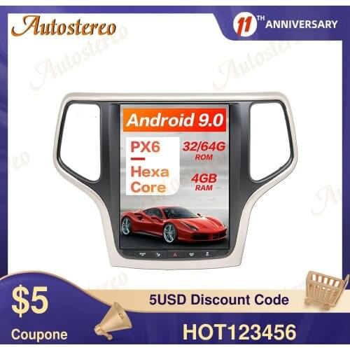 Wireless Carplay For JEEP Grand Cherokee 2014+ Tesla Style Android 9.0 PX6 Car GPS Navigation Stereo Head Unit Multimedia Player