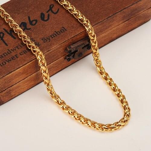 Bangrui Chain For Men 6MM Long Chain Twisted Necklace Mens Jewelry Wholesale 2017 New Arrival gold filled necklace