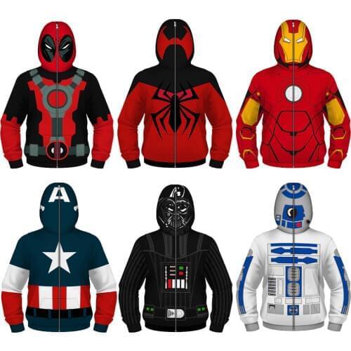 New Fashion 5-14Years Big Boy Spring Autumn Zipper Hoodies Childrens Cartoon Super Jackets Kids Outwear Children Clothes