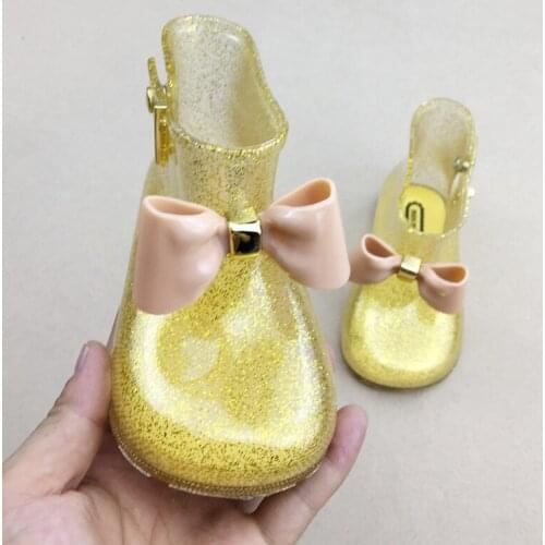 Kids PU Rain Boots Girls Shimmer Transparent Candy Color Non-slip Water Boots Todder Girls Shoes with Bow Waterproof Baby Boot