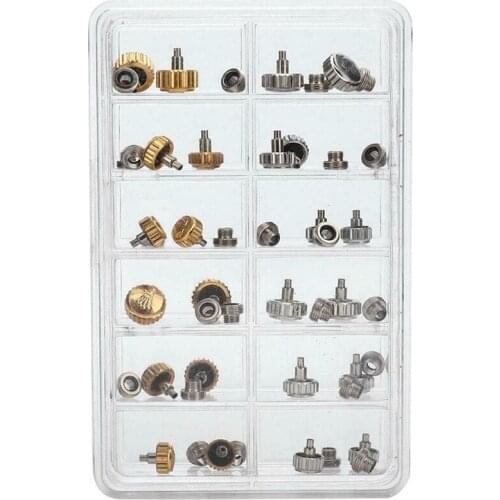 40PCS Watch Crowns Watch Waterproof Replacement Assorted Repair Tools with Box