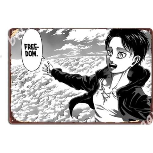 Eren Yeager: Freedom Manga Posters/Shirts/Stickers Metal Signs Poster Designing Cave pub Club Party Tin sign Posters