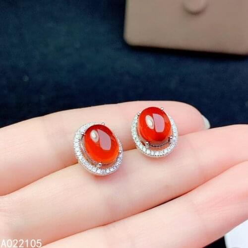 KJJEAXCMY fine jewelry 925 sterling silver inlaid natural Penta garnet women popular noble Egg face gem earrings ear studs suppo
