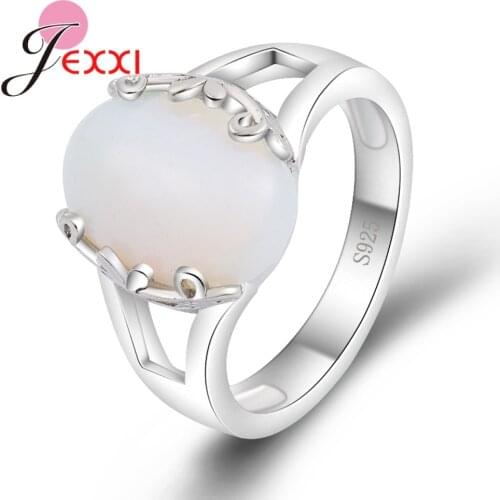 Elegant Trendy Big Egg Shape Opal Rings Prong Setting 925 Sterling Silver Top Quality Charming Gift For Lover/Mother