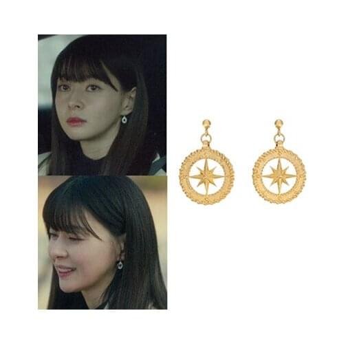 Korean drama Li Tai Yuan Quan Nala same Earrings European and American fashion retro Star Earrings