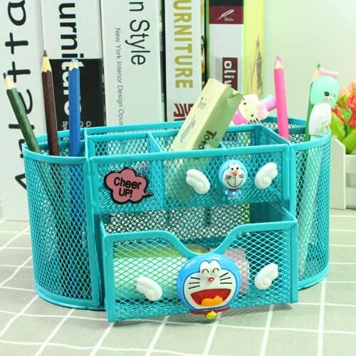 2020 Creative Multifunctional Kawaii Metal Pencil Holder Large Capacity Desktop Organizer Storage Box School Office Stationery
