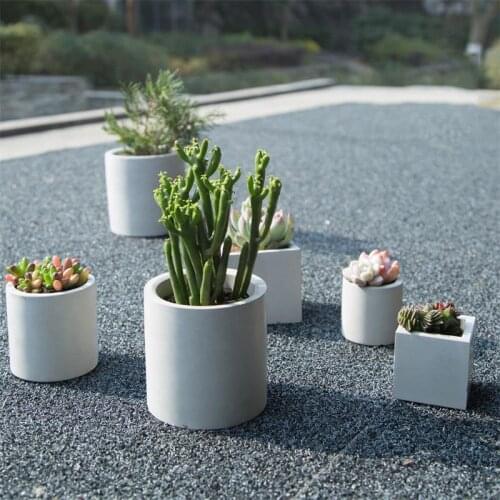 Round and square cement flower pot silicone mold home decoration crafts succulent plants concrete planter vase molds