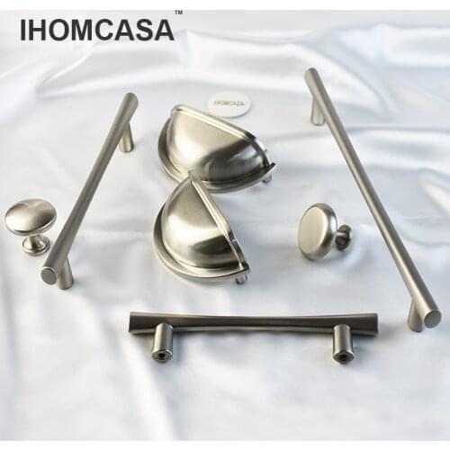 IHOMCASA Kitchen Furniture Fittings Handles For Cabinet Cupboard Wardrobe Drawer Pulls Door Knobs Silver Brushed Stainless Steel