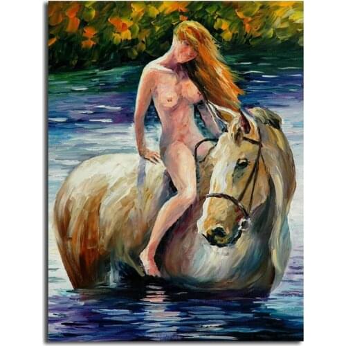 Horse Nude Woman Wall Art Sexy Girl Poster And Print Canvas Painting Decorative Picture For Office Bedroom Modern Decor