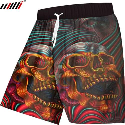 UJWI 2018 Fashion Summer Men Beach Shorts 3D Printed Color Stripe Skull Mens Bermuda Boardshorts Trousers Fitness Quick Dry 5xl