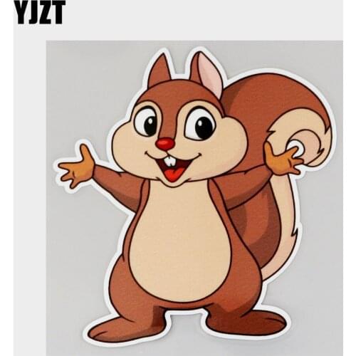 YJZT 11.2CM×12.2CM Squirrel Cartoon Waving Hand Decal Car Sticker PVC 11C-0334