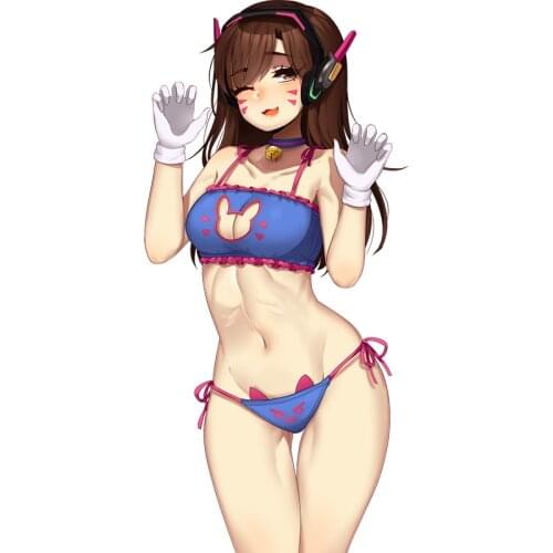 Car Stickers Sexy Woman Girl Overwatch D.Va Decal Bumper Windows JDM Car Styling Auto Decoration 13cm X 6.28cm