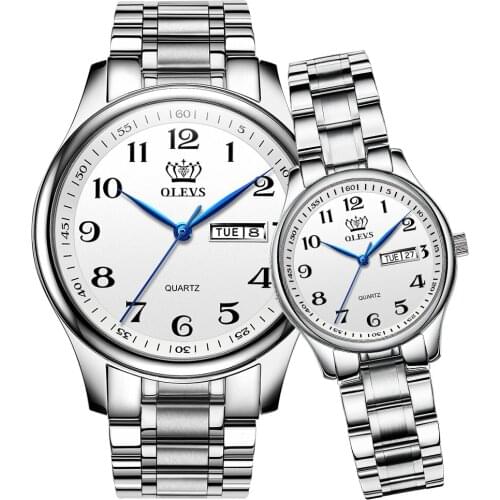 OLEVS 2020 New Brand Couple Watch Men Watch Women Stainless Steel Fashion Pair Watches Clock reloj hombre reloj mujer