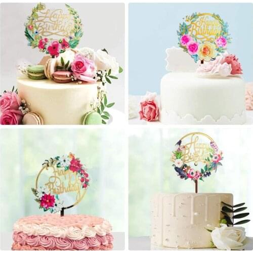 Wholesale 10pcs/lot Acrylic Cake Topper Happy Birthday Cake Toppers Baby Shower Party Cupcake Topper Kids Gifts and Favors