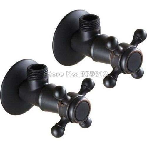 A of Pair Black Oil Rubbed Bronze 1/2"male x 1/2" male Brass Bathroom Angle Stop Valve Filling Valves Wav001