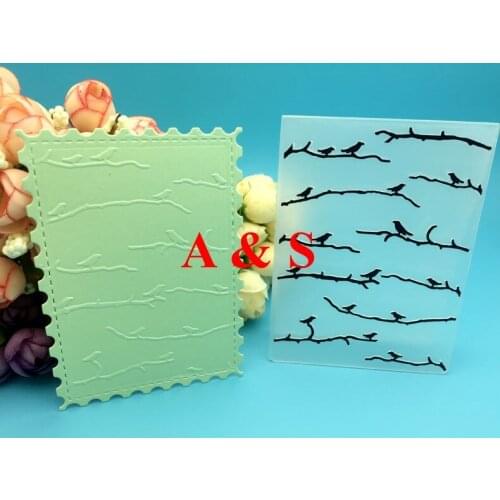 Plastic embossing folder cute Tree Branch Bird for DIY scrapbook envelop album gift box decoration cutting dies template