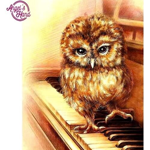 Full Square Diamond 5D DIY Diamond Painting Piano Owl Embroidery Cross Stitch Rhinestone Mosaic Painting Decor Gift