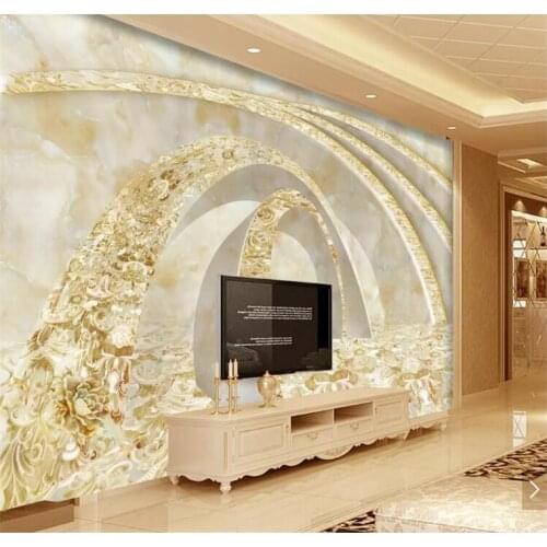 Custom Photo 3D Wallpaper Stereo concave-convex Golden time tunnel modern marble background wall papel de parede