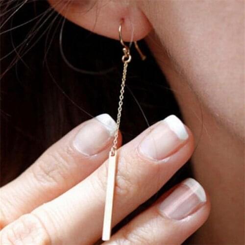 Popular Punk Minimalist Street Beat Earrings Women Fashion Long One-word Chain Ear Hooks Dangle Earrings For Ladies Gifts SP-98