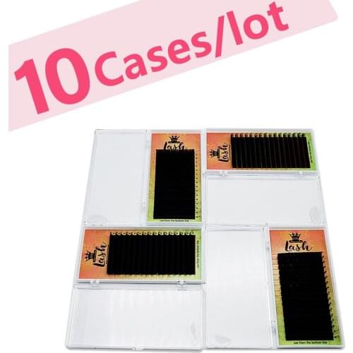 MASSCAKU 10cases set 16rows faux Mink Eyelash Extension Makeup Tools Lashes