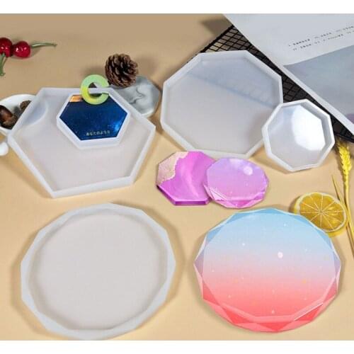 DIY CraftsCrystal Epoxy Coaster Resin Mold Cup Mat Pad Casting Silicone Mould MXME