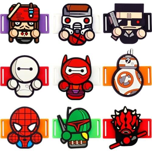 50pcs/lot Marvel Cartoon Shoelaces Buckle Shoelace Winder Silicone Buckle Shoelaces Accessories DIY Sneaker Kits Shoe Decoration