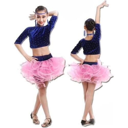 Modern Girl Latin Dance Dress For Girls Kids Dance Costumes Salsa tango skirt Ballroom Dancing Dress child Competition Dancewear