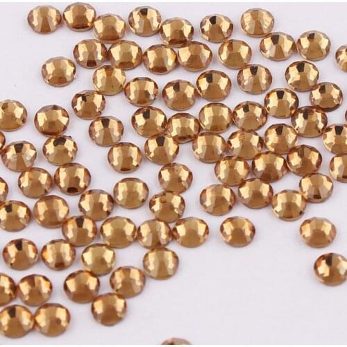 SS3-SS34 Crystal Yellow Shiny 3D Nail Art Rhinestone Non Hotfix Flatback Glue On Rhinestones For DIY Nail Art