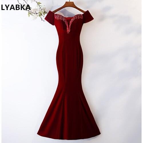 Vestido High Quality Evening Dress Prom Gown Fashion Burgundy Satin Mermaid Evening Dresses Long Dress 2020 Vestido De Festa