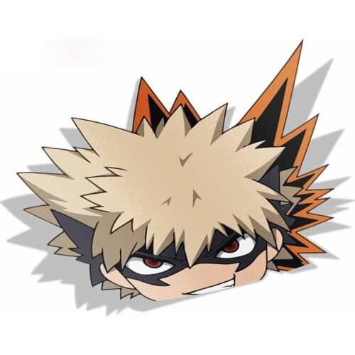 Personality Katsuki Bakugo My Hero Academia Peek Big Head Anime Vinyl Car Sticker Window Trunk Decal Apply To Car Window