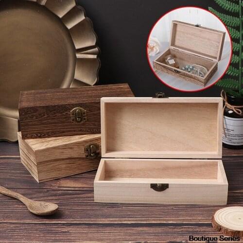 Vintage Jewelry Box Desktop Natural Exquisite Wooden Clamshell Storage Decorative Wooden Storage Storage