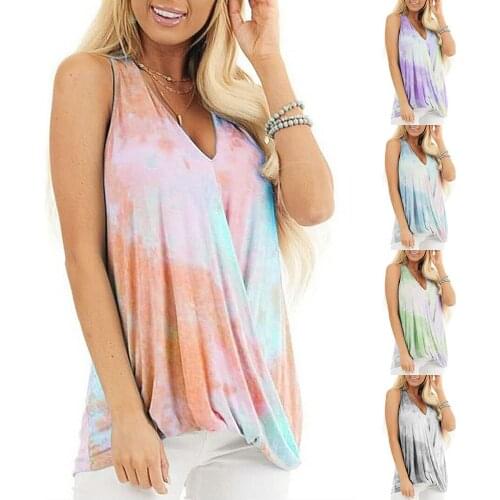 New Summer 2021 3XL Plus Size Women Tank Tops Casual Sleeveless Tie-dye print Top Fashion Large Size Women Streetwear Shirt Sexy