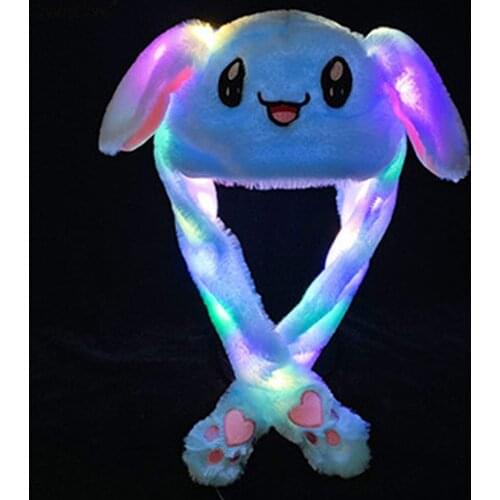 Plush Light Rabbit Ear Hat For Women Winter Beanies Fashion Cute Men Cap With Light Wrap Warm Hat Chapeu Feminino Dropshipping