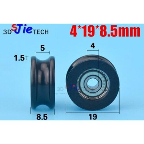 1pcs 4*19*8.5mm U Groove Package Plastic Bearing Pulley with 624ZZ Bearing Small Rolling Wheel
