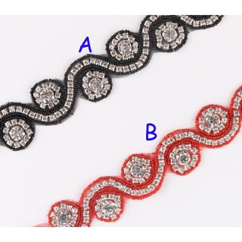 10Yard Mix 2Style Chic Rhinestone Applique Patch Trim Hot-Fix Luxury Crystal Applique Trimming For Girl Bridal Belt