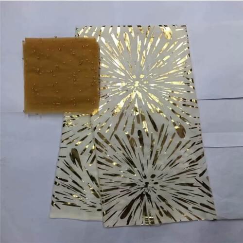 2021 High quality cotton printing metallic fabric 5+2 yards with Swiss voile lace tissu for ladies wedding dress! LXF3.373