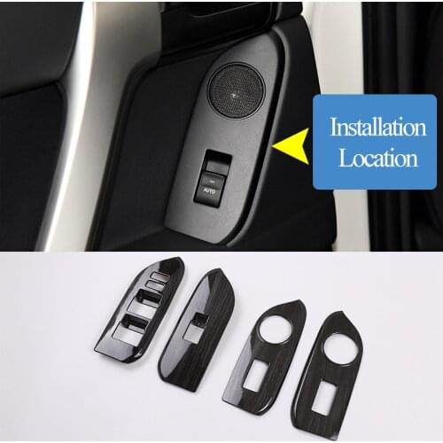 4 Pcs ABS Car Window Lift Button Frame Trim For Toyota Land Cruiser Prado FJ150 150 2014-2019 for Left Hand Drive