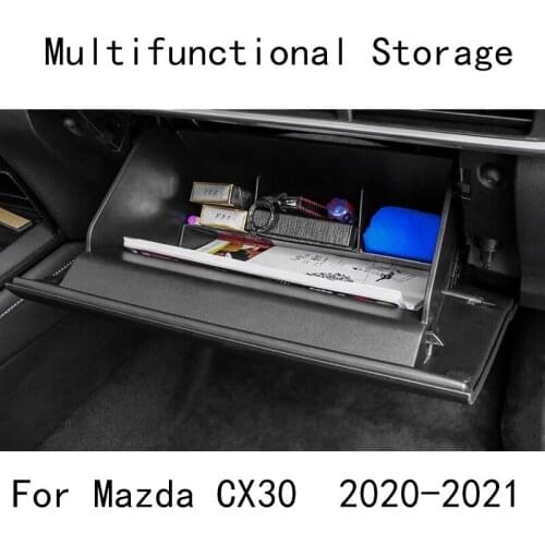 Car Co-pilot Glove Box Partition Interior Compartment Multifunctional Storage Box for Mazda CX30 CX-30 2020 2021 Accessories