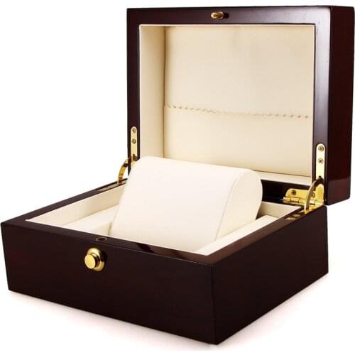 Large Size Wood Lacquered Glossy Single Watch Box with PU Leather Cushion