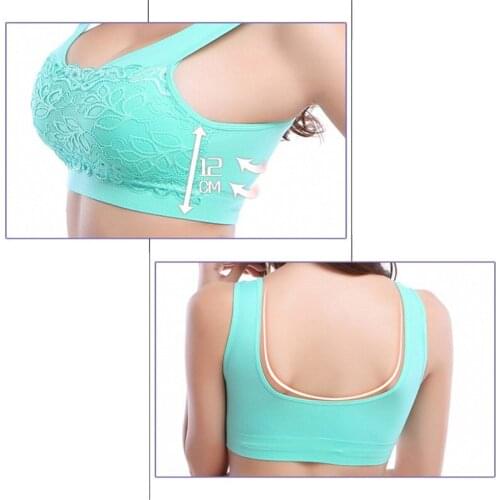 Lace Sexy Bra With Pads Seamless Push Up Fitness Bra Plus Size XL Underwear Wire Free Bra For Women black/white/pink/green/skin