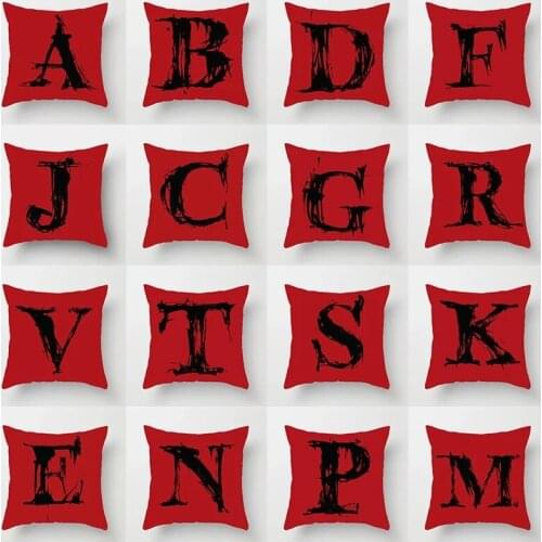 Black Letters Cushion Cover 45x45 Red Pillowcover Sofa Cushions Decorative Throw Pillows Cover Home Decor Pillowcases Polyester