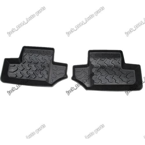 Black Rubber Rear Row Floor Mats Liner Carpets 2pcs Fit for 2007 - 2018 Jeep JK