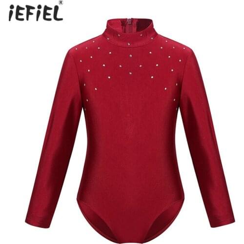 Kids Children Long Sleeves Ballet Costumes Zippered Back Roller Skating Jumpsuit Gymnastics Ballet Leotards for Girls Dancewear