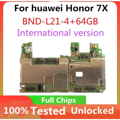 For huawei Honor 7X International version MotherboardMainboard original unlockedBND-L21-4+64GB Logic Board Mainboard Mainboard
