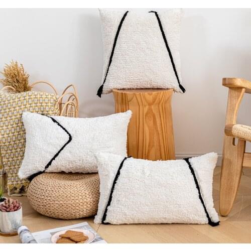Home Decor cushion cover Cream White Pillow Cover 45x45cm/30x50cm Tufted Stripe for Living room Bed Room Sofa Bed Chair Couch