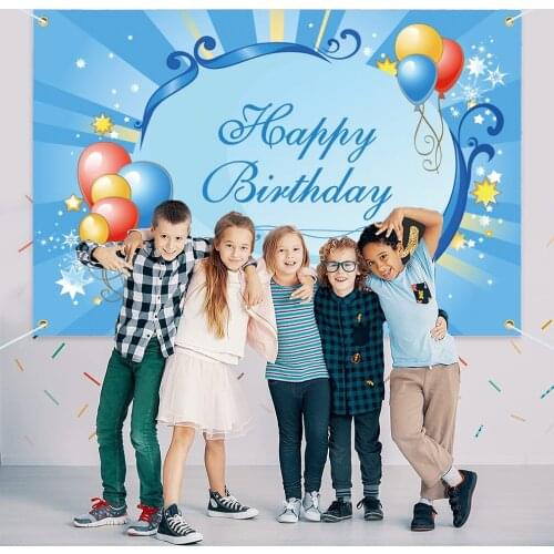 Happy Birthday Party Background Birthday Decoration Party Banner Photography Backdrop Balloons and Marine Theme for Children Kid