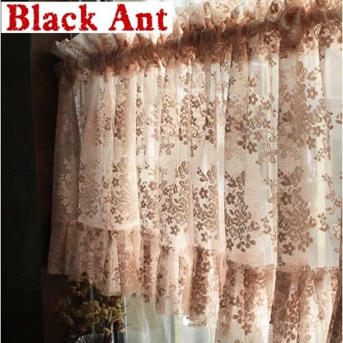French Romantic Lace Hollow Short Curtain Half Curtain Delicate Voile Door Curtain Drape Finished Product DL-JD014#40