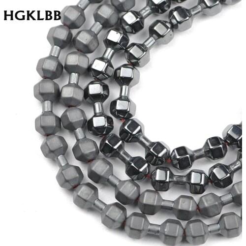HGKLBB Smooth/matte Black Hematite Dumbbell barbell shape Natural Stone Loose beads For Jewelry making bracelets DIY accessories